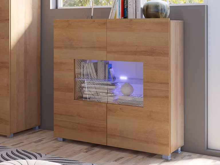 Cassettiera vetrata CHEMUNG 1 – rovere dorato