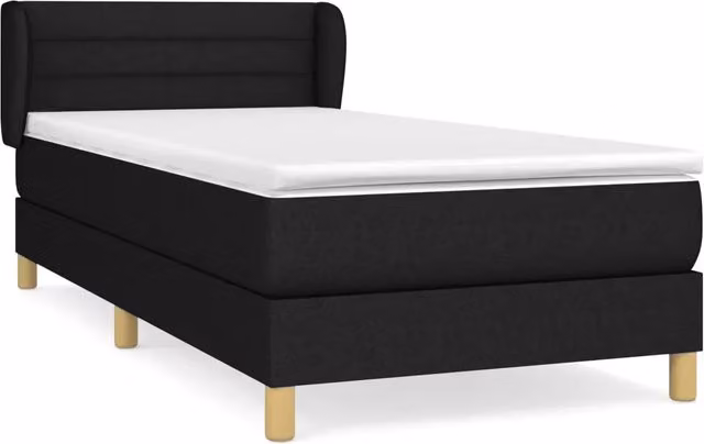 Letto singolo | Letto per adulti | Giroletto a Molle con Materasso Nero 90x200 cm in Tessuto