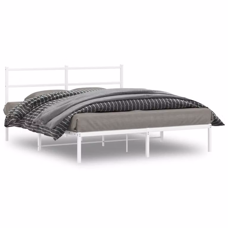 vidaXL Giroletto con Testiera in Metallo Bianco L/P/H: 200 x 160 x 90 cm