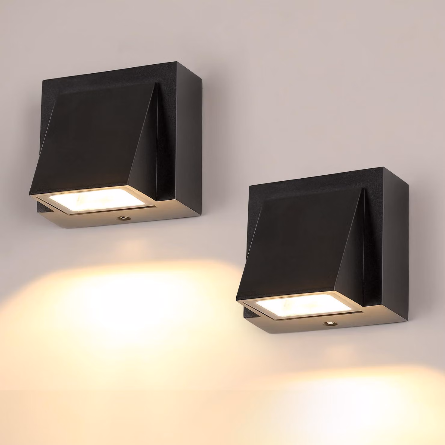 Set di 2 luci da parete a LED per esterni, 5W, tecnologia COB, grado di protezione IP65, luce bianca calda 3000K