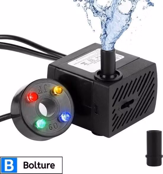 Pompa per fontane con illuminazione - Pompa sommersa per acque sporche - Pompa per laghetto - Pompa per acque sporche - Pompa ad aspirazione piatta - Pompa per acqua