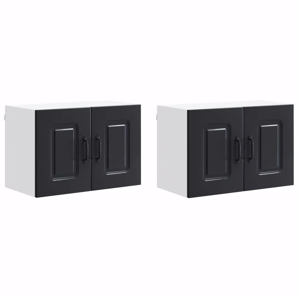 Set di 2 pensili da cucina moderni vidaXL in legno nero opaco L/P/H: 60 x 31 x 40 cm – 2