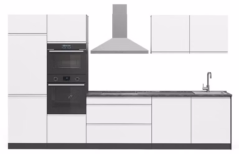 Cucina componibile Vicco R-Line Bianco/Antracite 340 cm piano di lavoro Satin, Model 70595