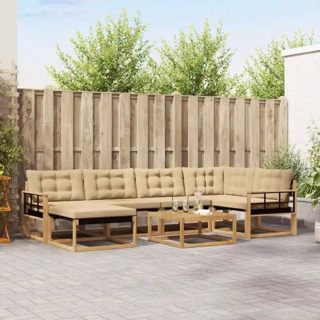 Set di divani da esterno 7 pz Bianco e Beige 3388883