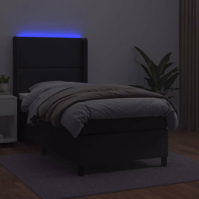 Maison Exclusive - Giroletto a Molle con Materasso e LED Nero 100x200cm Pelle finta