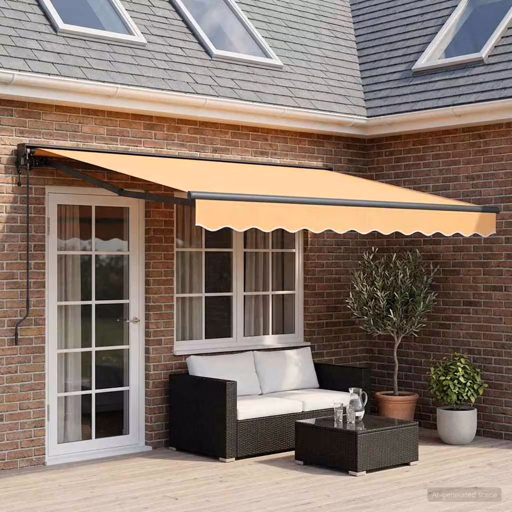 Tenda retrattile vidaXL in poliestere e alluminio, colore sabbia, L: 400 cm x P: 300 cm