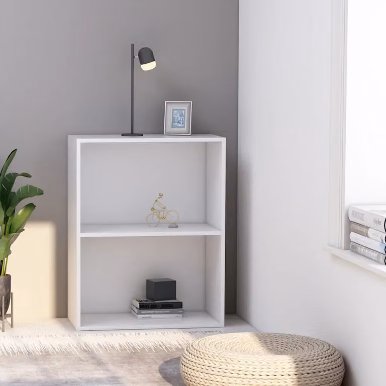 Libreria bianca vidaXL in legno e MDF da appendere al muro, design minimalista con pannello posteriore, L: 60 cm, P: 30 cm, H: 76,5 cm