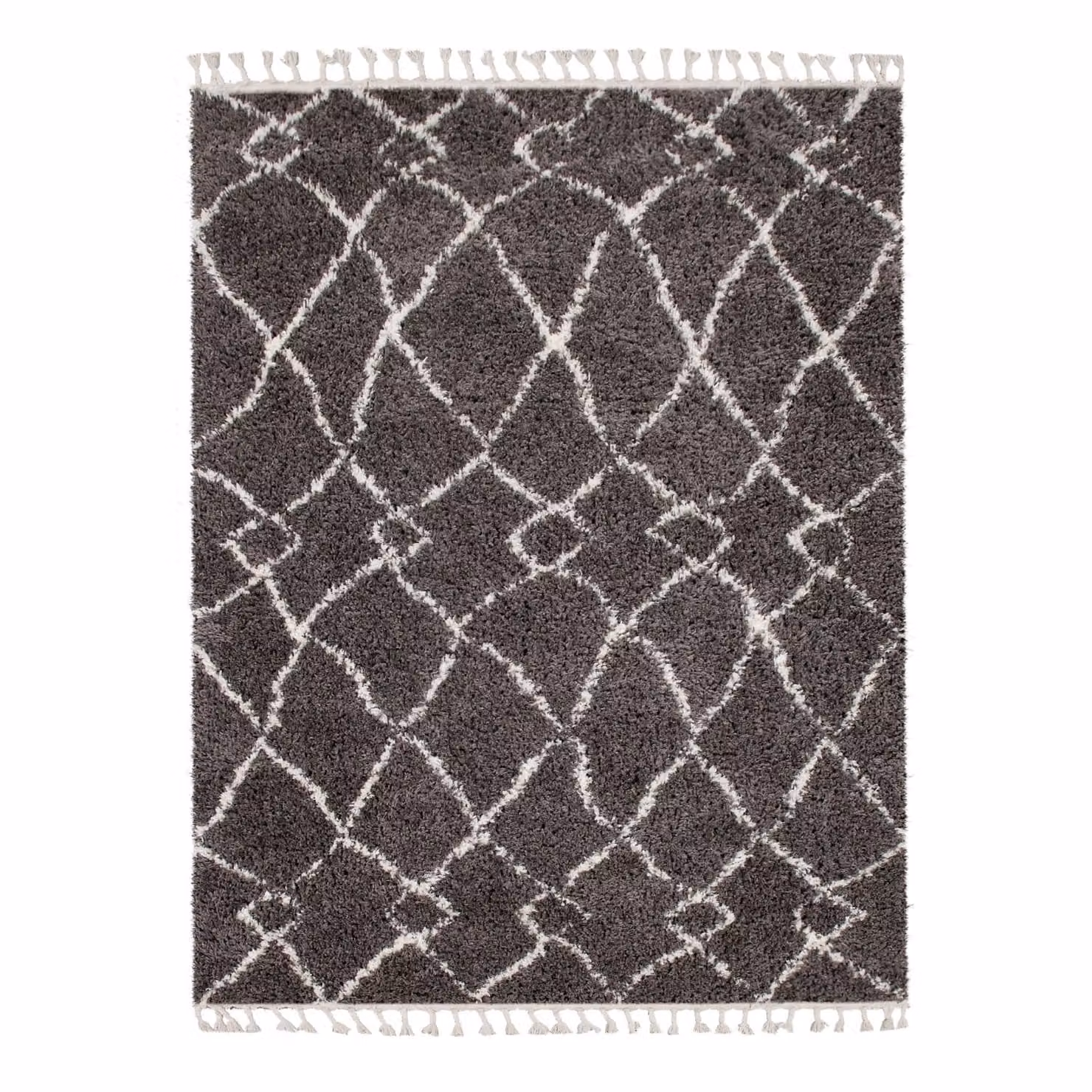 Tappeto a pelo alto Oregon grigio con frange L: 140 cm, P: 200 cm – 2