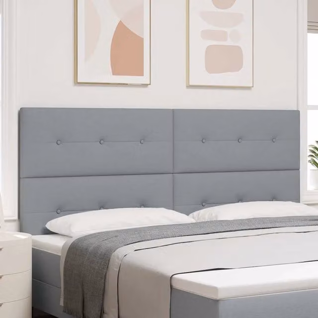 Testiera per letto regolabile in altezza vidaXL in tessuto grigio con struttura in legno di pino, L: 200 cm
