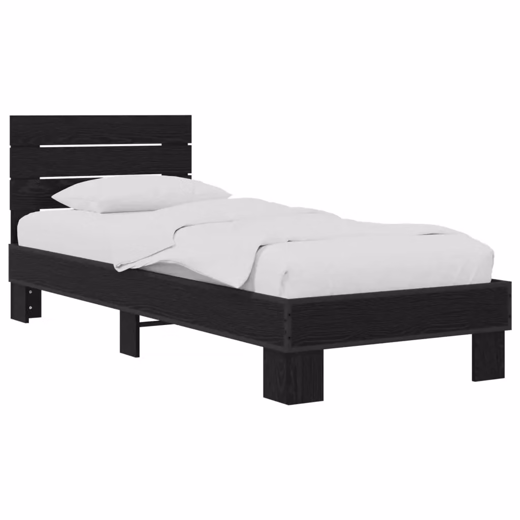 Letto singolo moderno con testata in legno Rovere Nero L: 80 cm, P: 200 cm, H: 83 cm – 2