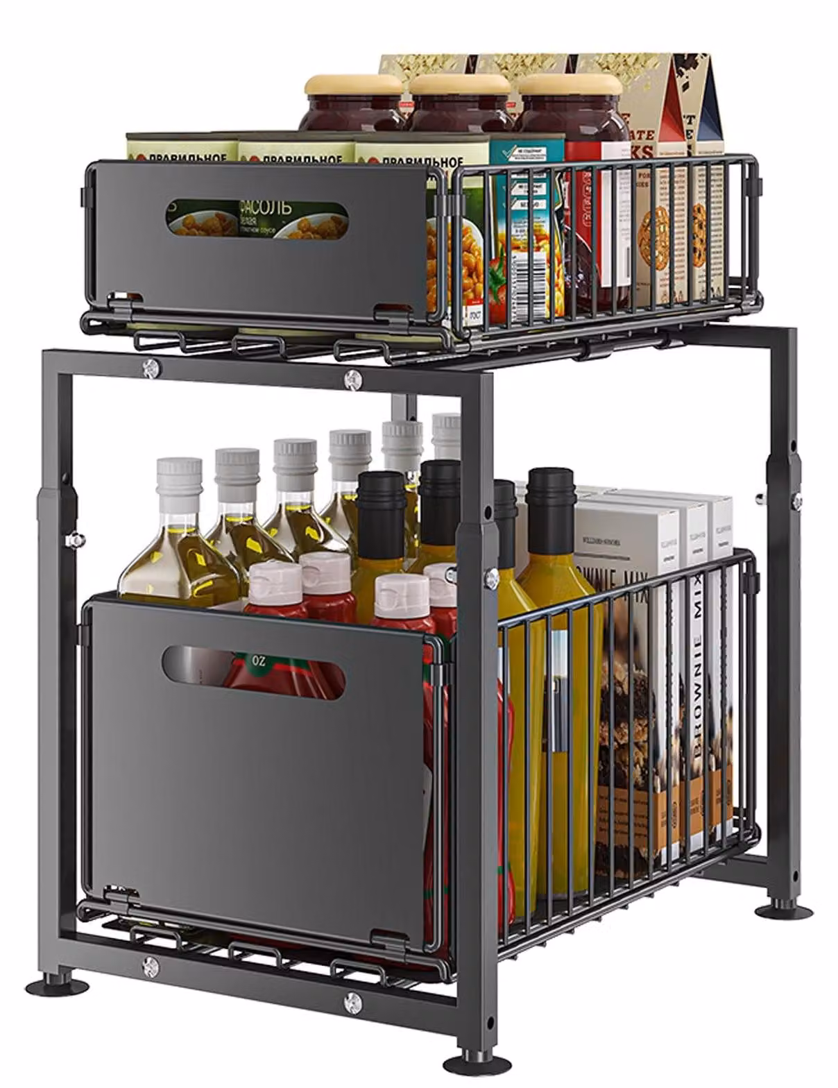 Organizzatore cucina sotto lavello - 2 livelli - Metallo - Estraibile - Mobile sotto lavello
