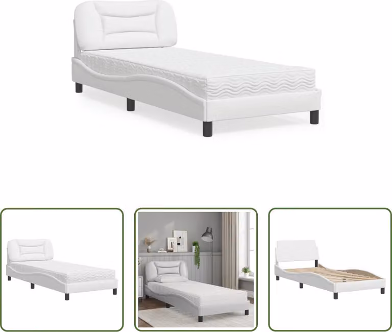 The Living Store Letto con materasso bianco 80x200 cm in ecopelle