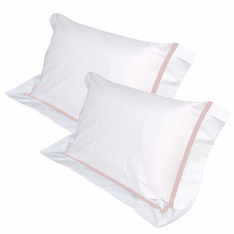 Coppia Cuscini con Elegante Federa Bianca e Rosa Dalì 9 cm