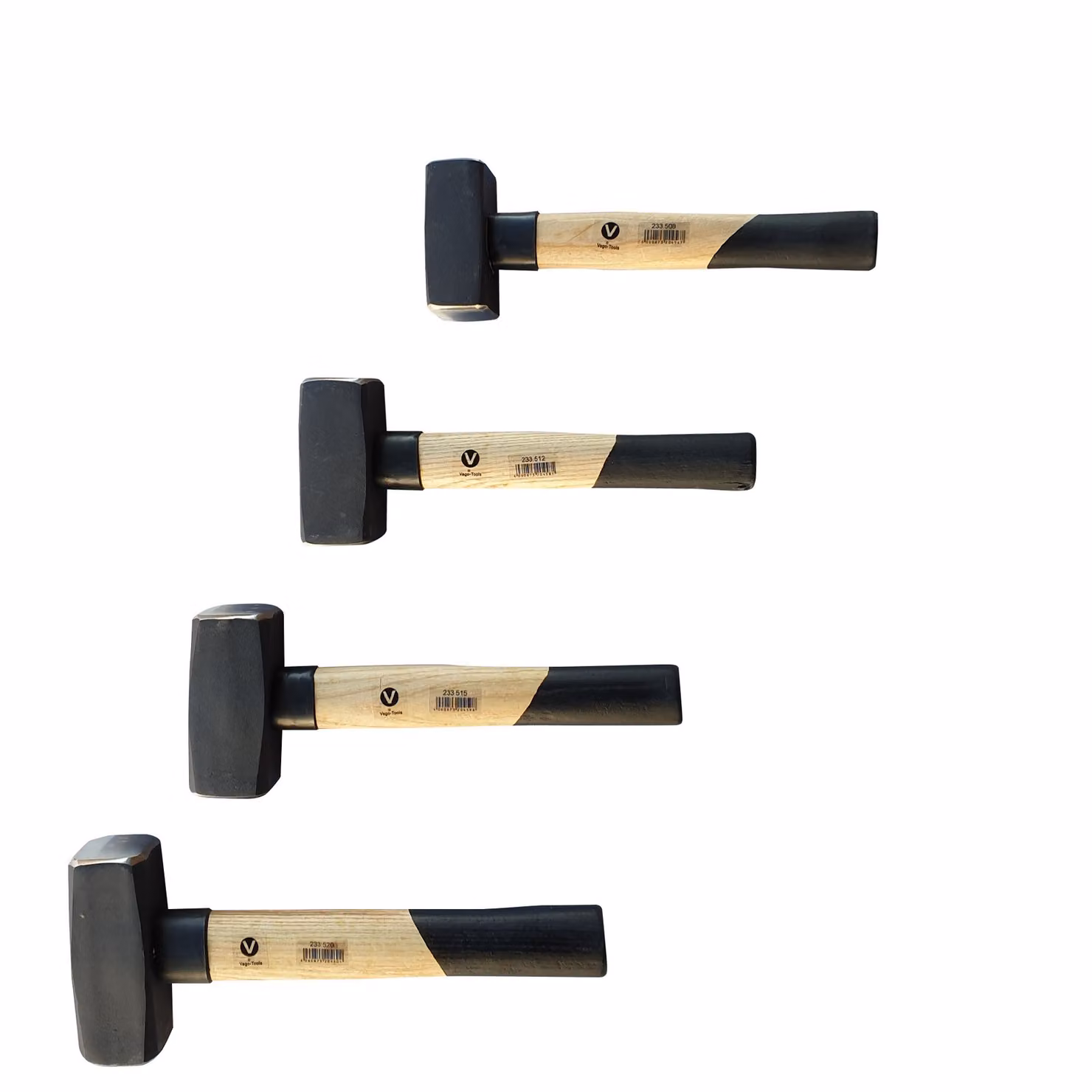 Martello da fabbro, set da 4 pezzi, con protezione del manico, disponibili nei pesi 800/1250/1500/2000 grammi