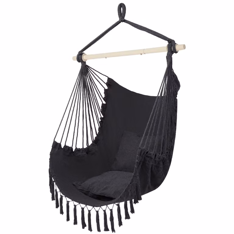 Sedia a dondolo sospesa ALIGHTUP con 2 cuscini, amaca XXL per interni ed esterni, ideale per il giardino, colore grigio