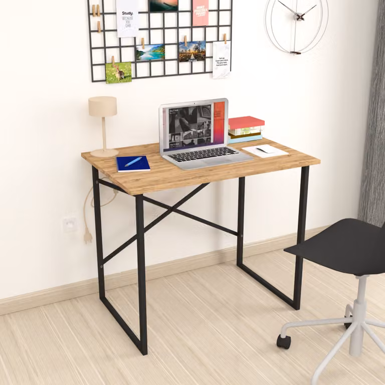 Scrivania Tjeldsund scrivania per computer scrivania per ufficio 74 x 90 x 60 cm scrivania da lavoro struttura in metallo tavolo per computer portatile rovere