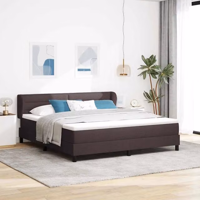 Letto a molle con testiera vidaXL in tessuto marrone L: 180 cm, P: 200 cm, H: 103 cm