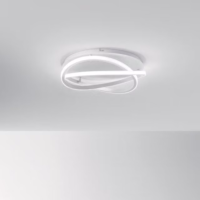 Plafoniera LED Gea Atia bianca con design moderno ad anello e luce calda dimmabile