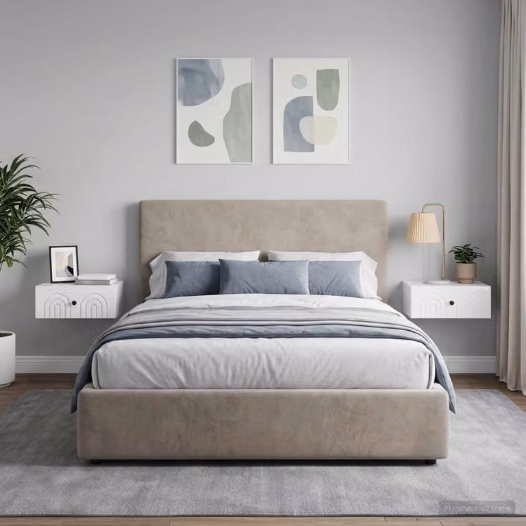 Set di 2 comodini sospesi vidaXL Bianco Lucido L 49 cm x P 34,5 cm x H 20 cm