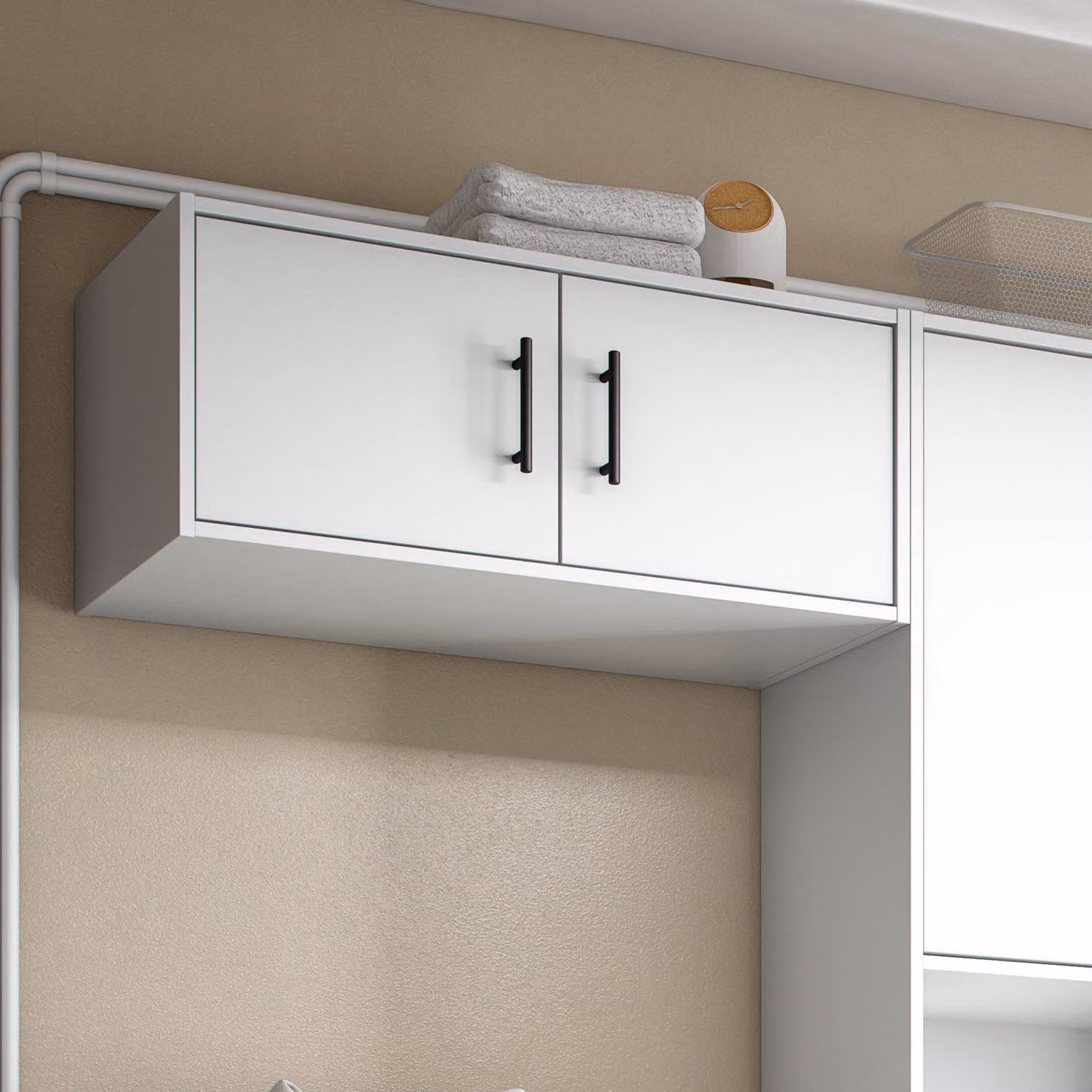 Dmora Armadio Multiuso 2 Ante Handover 40x34h cm Bianco, 3 Ante un Vano