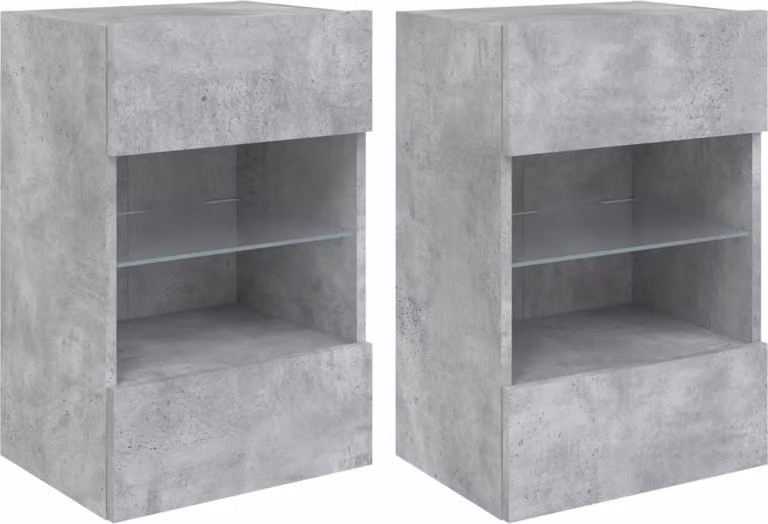 Mobili da parete con luci LED per TV 2pz Grigio Cemento 40x30x60,5cm