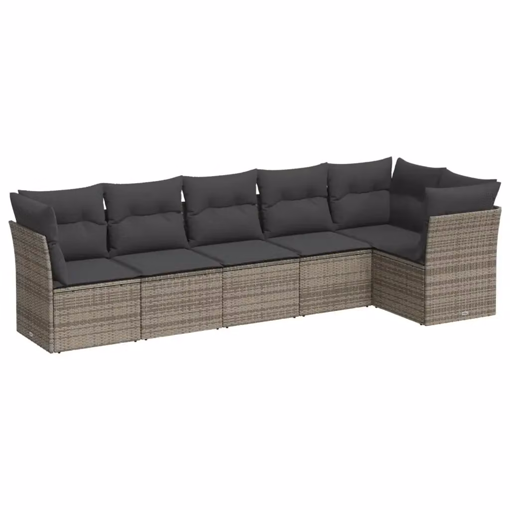 vidaXL Set Divano da Giardino a L con Cuscini Grigio in Polyrattan e Struttura in Acciaio – 2