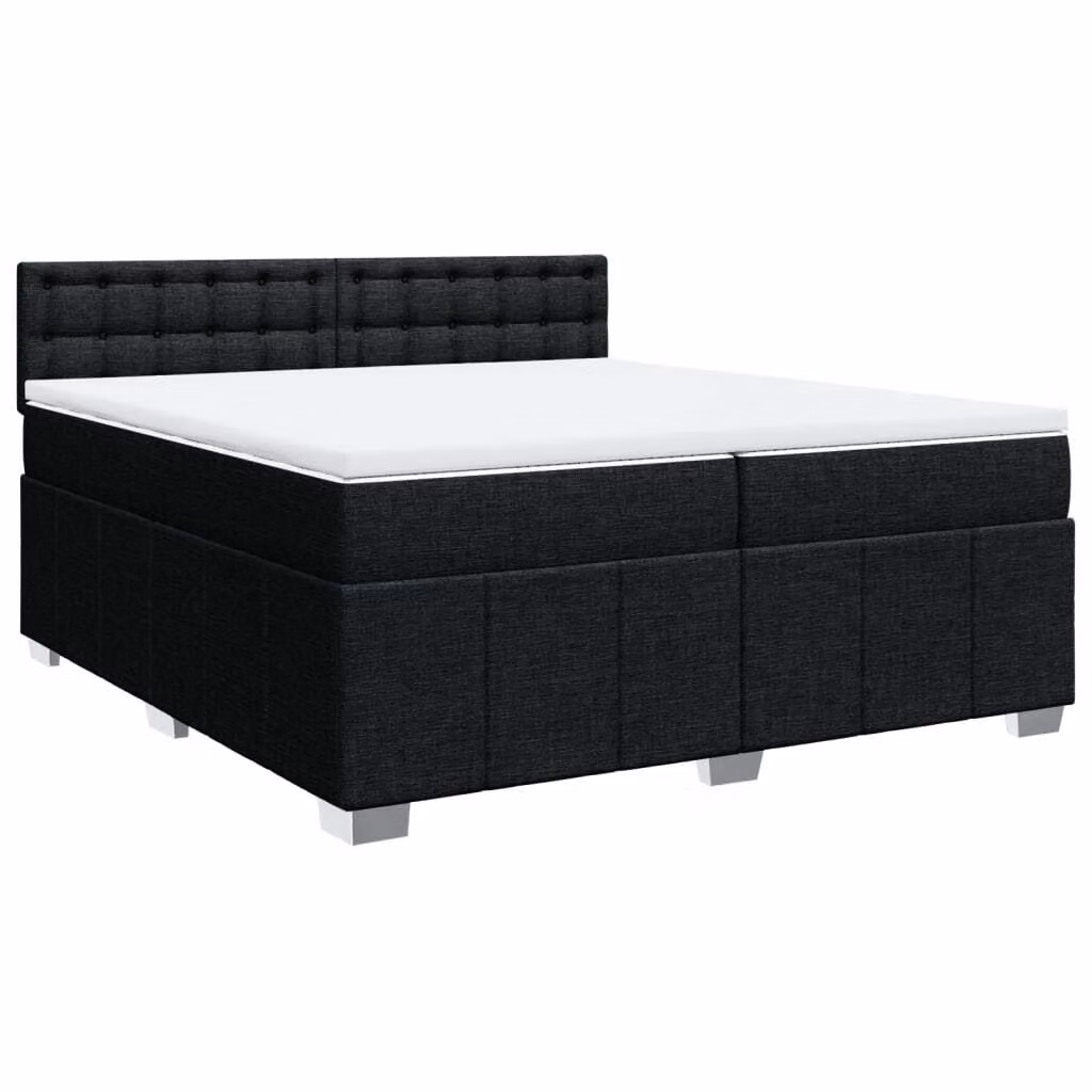 Giroletto a Molle con Materasso Nero 200x200 cm in Tessuto