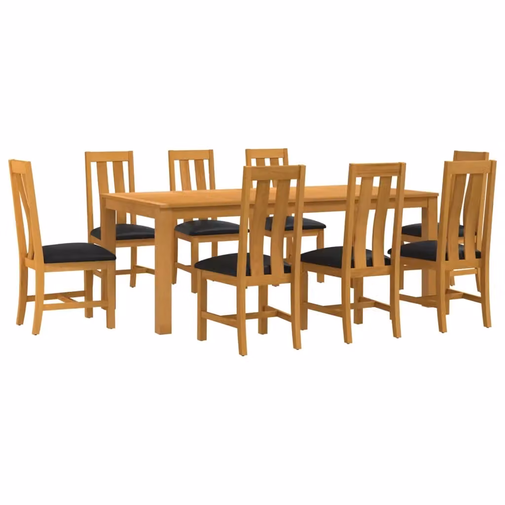 Set da pranzo moderno vidaXL in legno di quercia composto da 9 pezzi, colore nero e marrone – 2