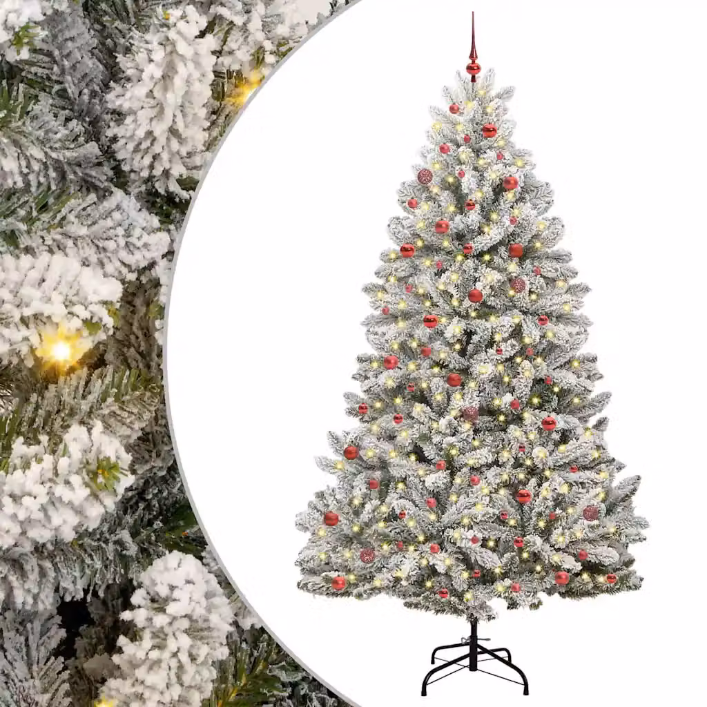 Albero di Natale artificiale vidaXL verde e bianco con 300 LED bianco caldo, altezza 270 cm – 1