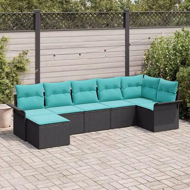 Set Divano da Giardino 7 pz Nero polyrattan 3354125