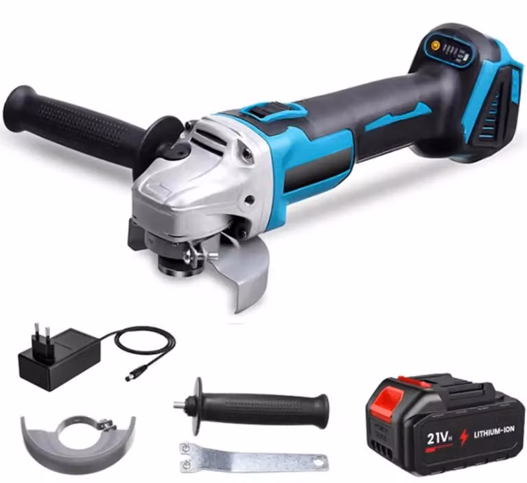 Smerigliatrice angolare a batteria - 125 mm - Senza spazzole - 4 livelli di velocità - Per levigatura e lucidatura - 1 batteria
