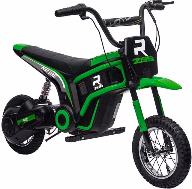 MOTO ELETTRICA PER BAMBINI CON ACCELERATORE MANUALE, 2 VELOCITÓ 8-16KM/H, ETÀ 8-12 ANNI, VERDE