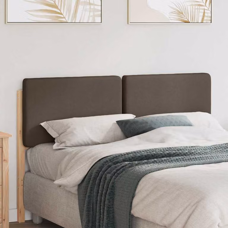 vidaXL Testiera imbottita moderna in pino massello, colore marrone e beige, L: 140,5 cm