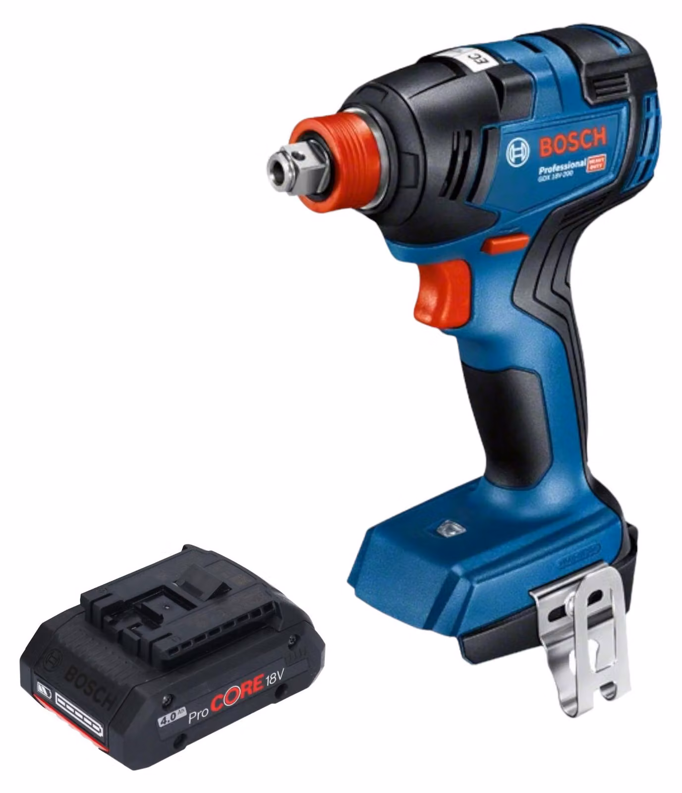 Avvitatore a impatto a batteria Bosch GDX 18V-200 Professional 18 V 200 Nm Brushless + 1 batteria ProCORE da 4,0 Ah - senza caricabatterie