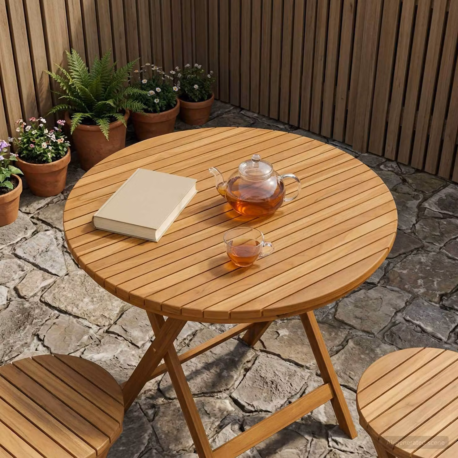 Piano del tavolo rotondo vidaXL in legno di teak massiccio marrone, Ø 90 x 3,5 cm