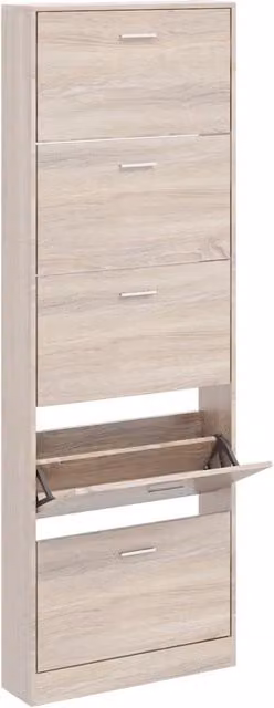 Scarpiera a parete Design Mania in legno effetto rovere marrone e beige con scomparti basculanti L: 169 cm, H: 59 cm, P: 17 cm