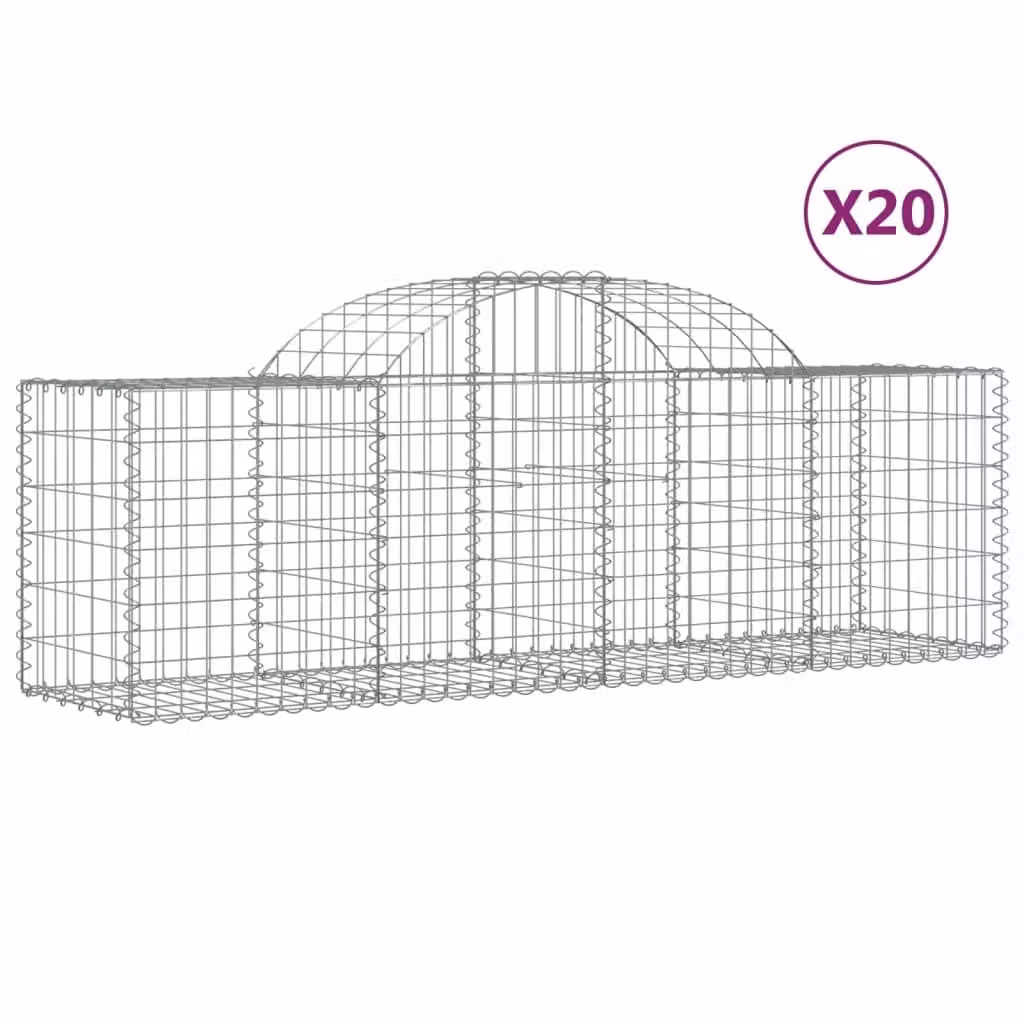Cesti Gabbioni ad Arco 20 pz 200x50x60/80 cm Ferro Zincato