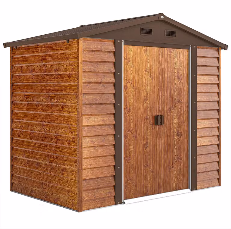 Capanno in acciaio con finestre | Colore: Marrone | Dimensioni: 235,7 x 152 x 208,7 cm