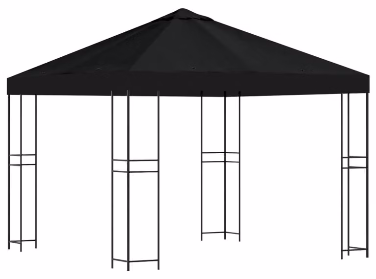 Gazebo 3 x 3 m Nero Poliestere e Acciaio 190 gsm