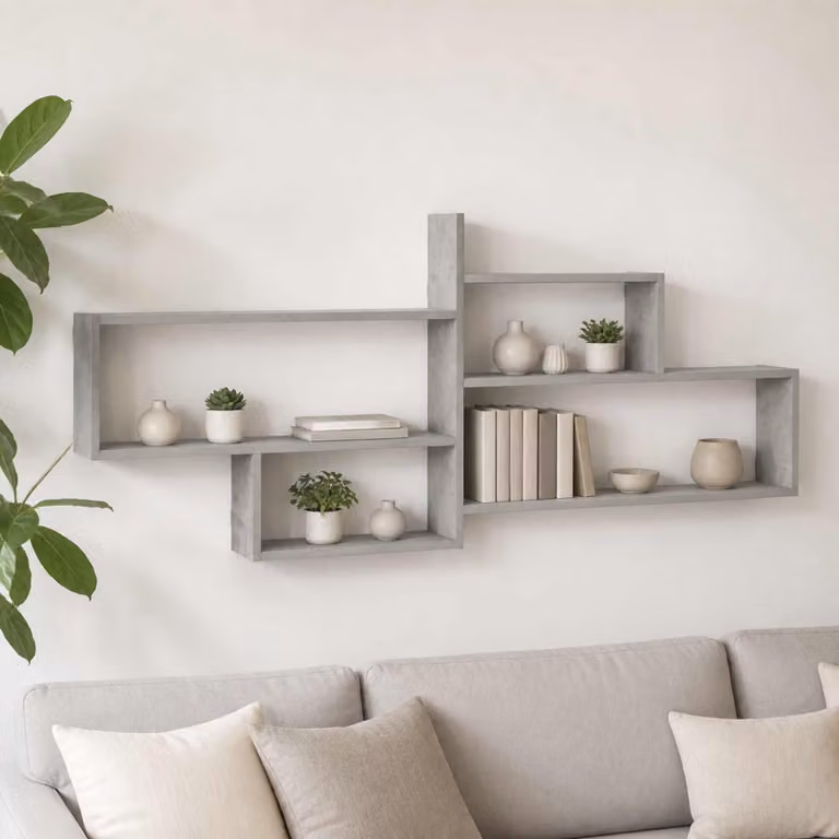 Scaffale da parete vidaXL Grigio, Design Minimalista in Legno e MDF, L: 68 cm, P: 17 cm, H: 168,5 cm