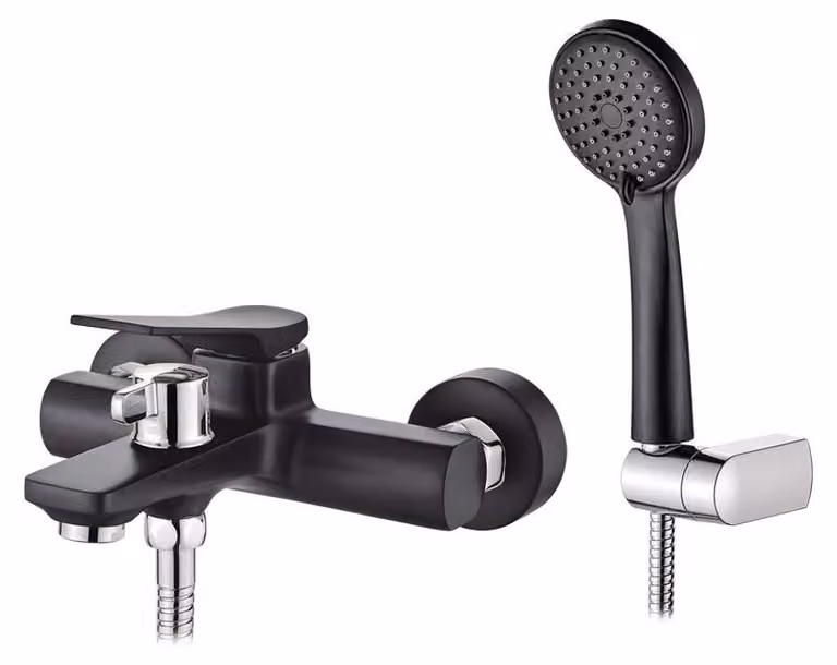 Ibergrif Praga - Set di rubinetteria monocomando per vasca da bagno, con miscelatore e soffione doccia
