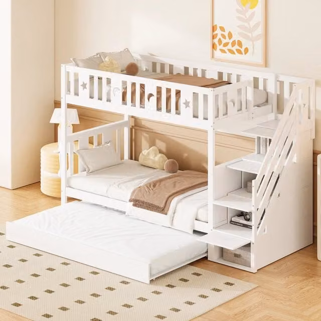 letto a castello legno bianco 95 x 252 cm
