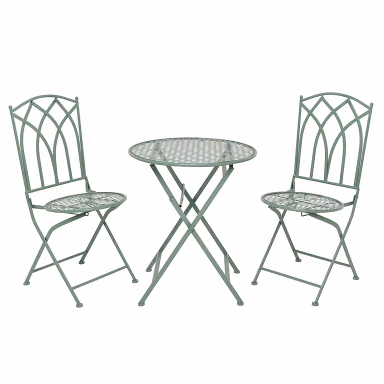 Set giardino Bistrot Vestiamo Casa Giardino con tavolo rotondo da 60 cm e 2 sedie pieghevoli in metallo Verde Design Liberty