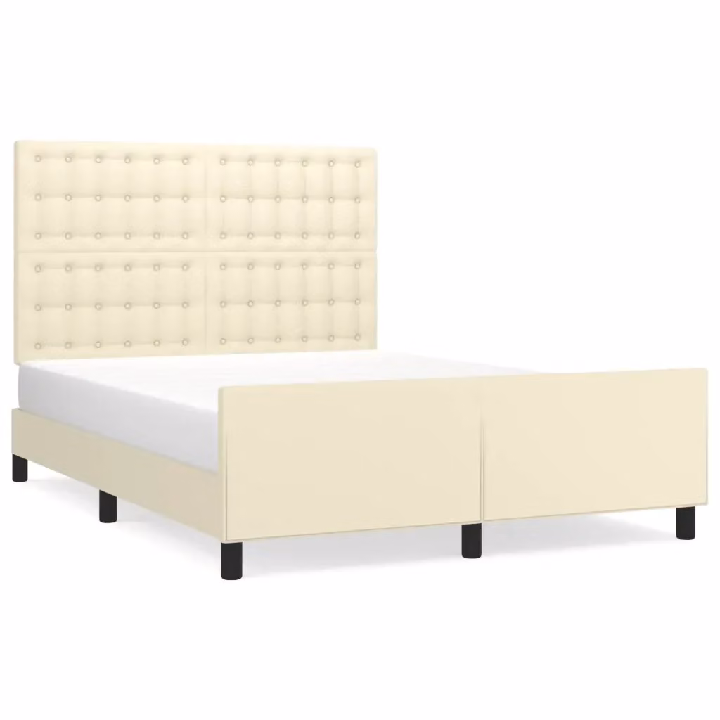 Letto con testiera vidaXL in similpelle beige L/P/H: 203 x 140 x 128 cm – 2