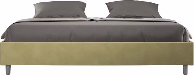 BS COM Letto contenitore imbottito 180x190 microfibra tè verde