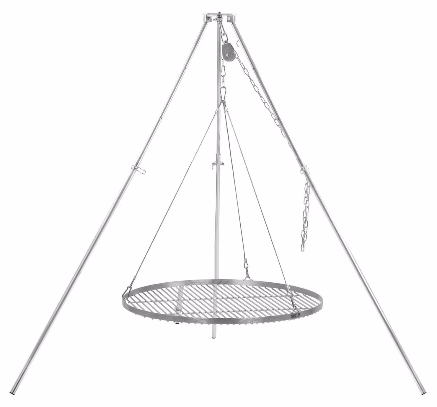Griglia a treppiede BBQ-Toro con piano cottura in acciaio inossidabile di Ø 70 cm, regolabile in altezza da 119 a 184 cm