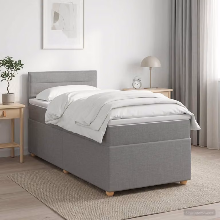 Maison Exclusive - Letto boxspring con materasso Grigio chiaro 90 x 200 cm Tessuto