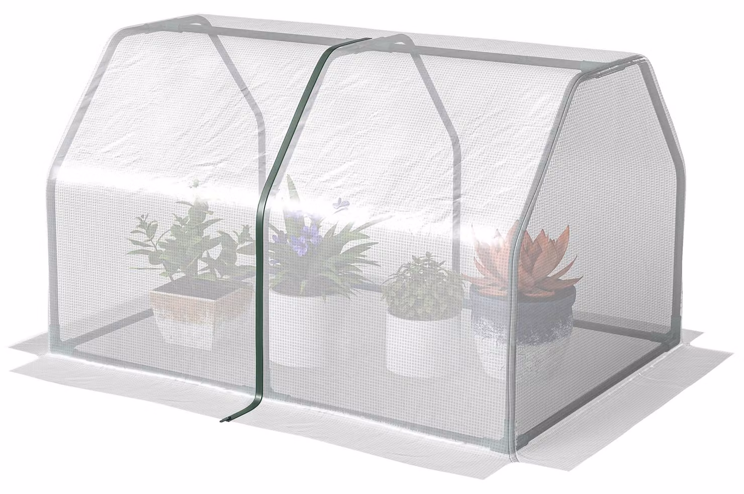 Serra in pellicola Outsunny - Mini serra resistente ai raggi UV per giardino - Bianca