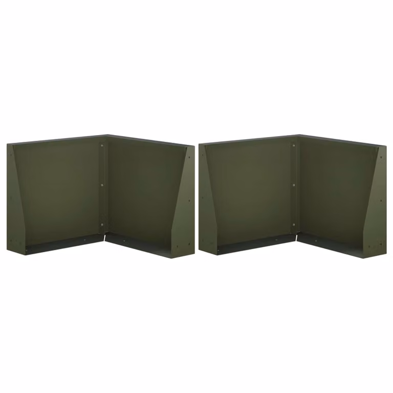Set di 2 muretti di contenimento per orto rialzato vidaXL in acciaio verde oliva, L/P/H: 50 x 50 x 50 cm