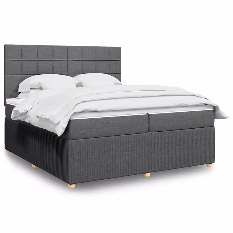 vidaXL Giroletto a Molle Ibrido con Materasso in Tessuto Grigio e Bianco L/P: 200 x 200 cm